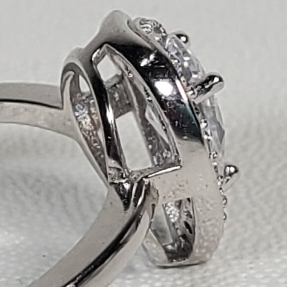 Sterling Silver Pear-Shaped Halo Ring (Size 6.75 - 7) - Picture 7 of 12